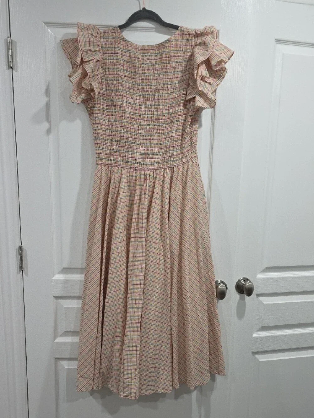 Ivy City Co Pink Plaid Ruffle-Sleeve Maxi Dress - Picture 3 of 3